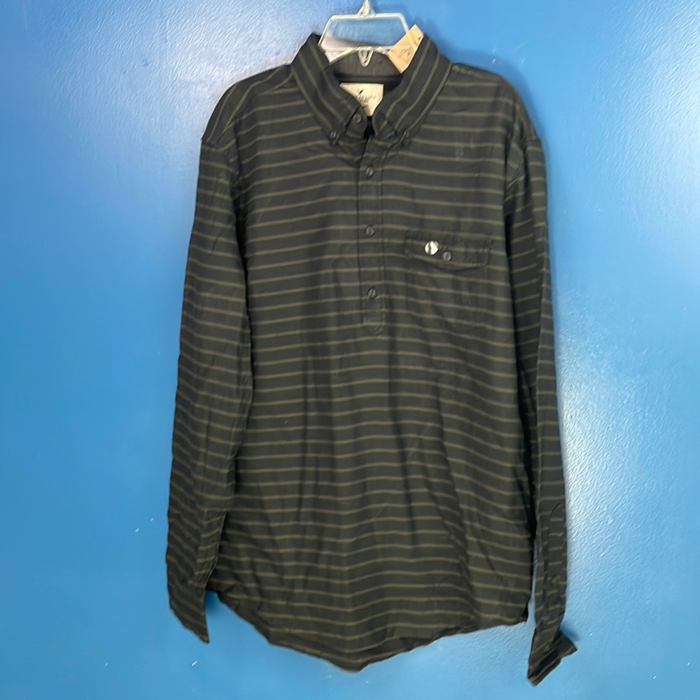 Dark Green and Olive Stripped Button Down Shirt from American Eagle Outfitters